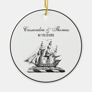 Heraldisches Vintage-nautisches Wappen eines Klipp Keramikornament