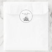 Heraldisches Vintages Nautical Clipper Ship Wappen Runder Aufkleber (Tasche)