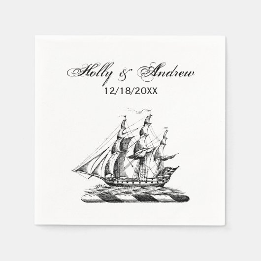 Heraldisches Vintages Nautical Clipper Ship Wappen Serviette (Vorderseite)