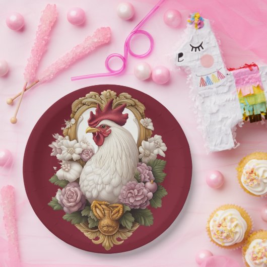 Heraldisches Wappen in Maroon Pappteller (Party)