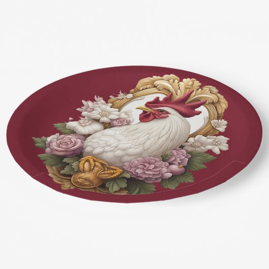 Heraldisches Wappen in Maroon Pappteller (Schrägansicht)