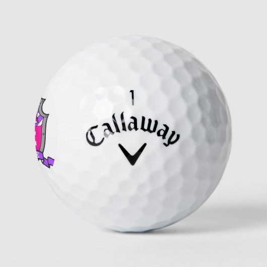 Heraldry Grafik E monogramm rosa Einhorn Golfball (Logo)