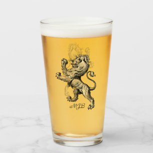 Heraldry Lion individuell anpassbare Monogramm Glas