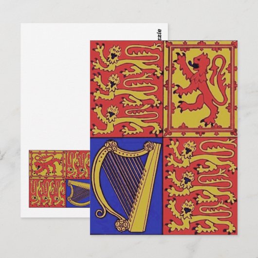 Heraldry mit Harfe und Löwe Postkarte (Vorne/Hinten)