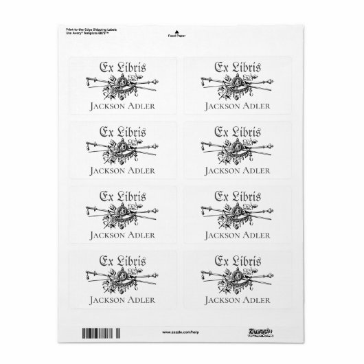 Heraldry Schwerter Personalisiert Ex Libris Buchze (Vorne)