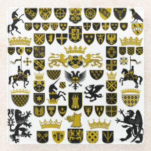 Heraldry Wappen, symbolische Designs. Glasuntersetzer