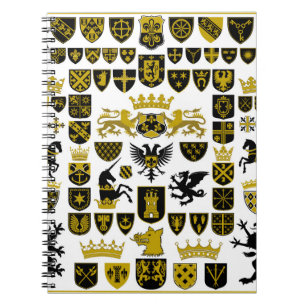 Heraldry Wappen, symbolische Designs. Notizblock