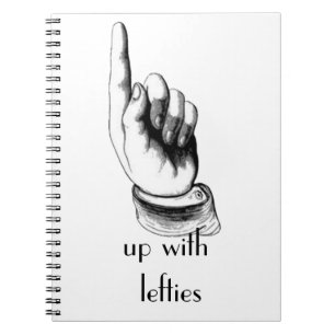 herauf mit Leftiesnotizbuch Notizblock