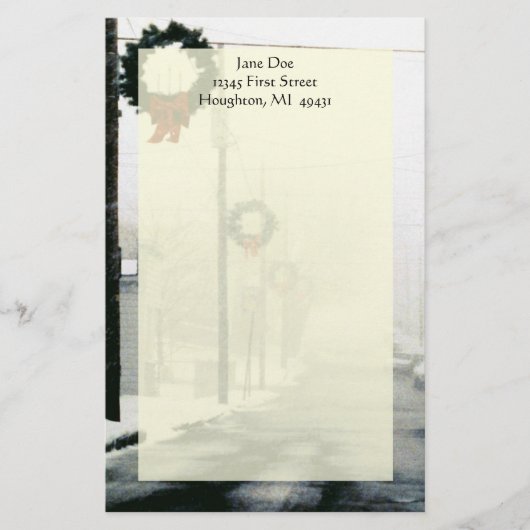 Herauf Nordwinter-Straßen-Kranz-Schnee-Briefpapier Briefpapier (Vorderseite)