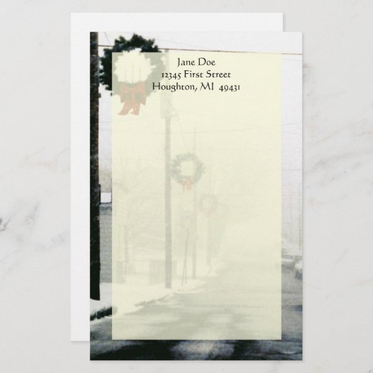 Herauf Nordwinter-Straßen-Kranz-Schnee-Briefpapier Briefpapier (Vorne/Hinten)
