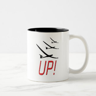 HERAUF!  Segelflugzeug Sailplane Zweifarbige Tasse