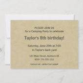 Heraus kampieren Geburtstags-Party Einladung für (Rückseite)
