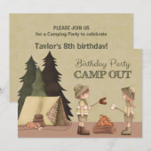 Heraus kampieren Geburtstags-Party Einladung für (Vorne/Hinten)