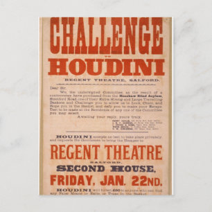 Herausforderung an Houdini Vintage Theater Postkarte