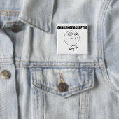 Herausforderung geltendes Raserei-Gesichts-Comic Button (Beispiel)