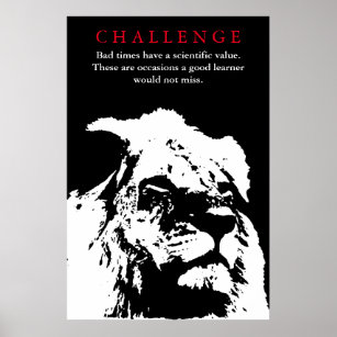 Herausforderung Inspiration Zitat Schwarz-Weiß-Lio Poster