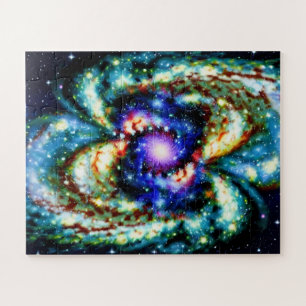 Herausforderung Universum blau und lila kosmischer Puzzle