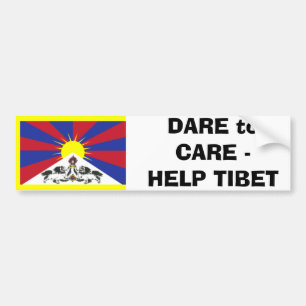 HERAUSFORDERUNG zur SORGFALT - HILFE TIBET Autoaufkleber