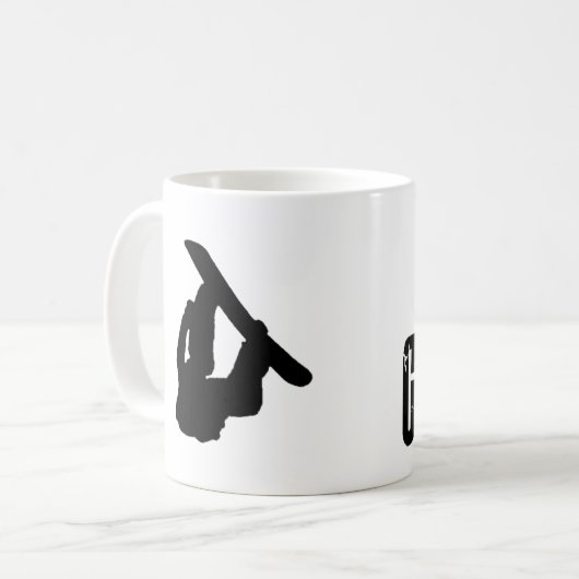 Herausforderungs-Schwerkraft - Snowboard-Tasse Kaffeetasse (Vorderseite Links)