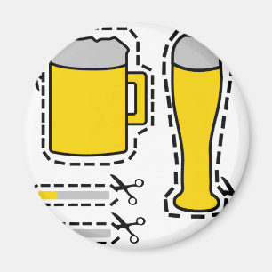 herausgeschnittenes Bier und cigarets Magnet