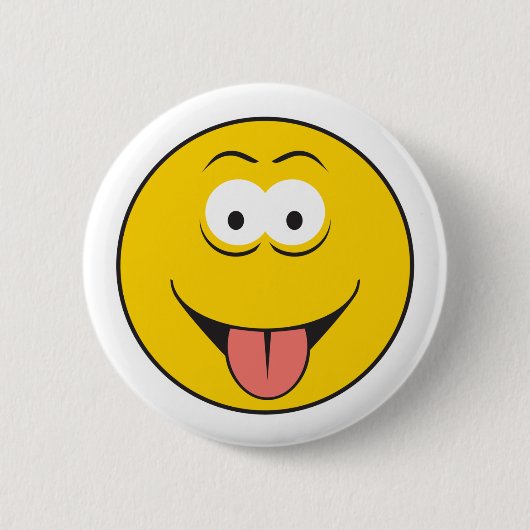 Herausgestreckte Zunge Gesicht Button (Vorderseite)