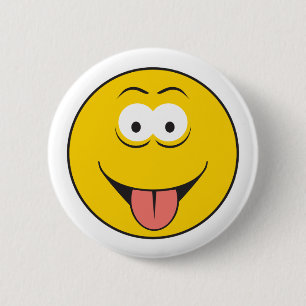 Herausgestreckte Zunge Gesicht Button