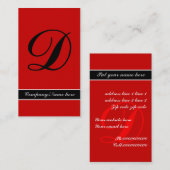 Herausragende monogramm rote schwarze Visitenkarte (Vorne/Hinten)