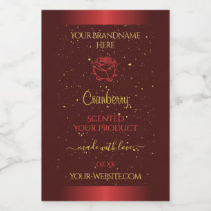 Herausragende Red Product Labels Gold Glitzer Flor Lebensmitteletikett