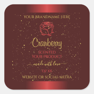 Herausragende Red Product Labels Gold Glitzer Flor Quadratischer Aufkleber