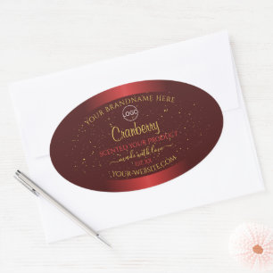 Herausragende Red Product Labels Gold Glitzer Logo Ovaler Aufkleber