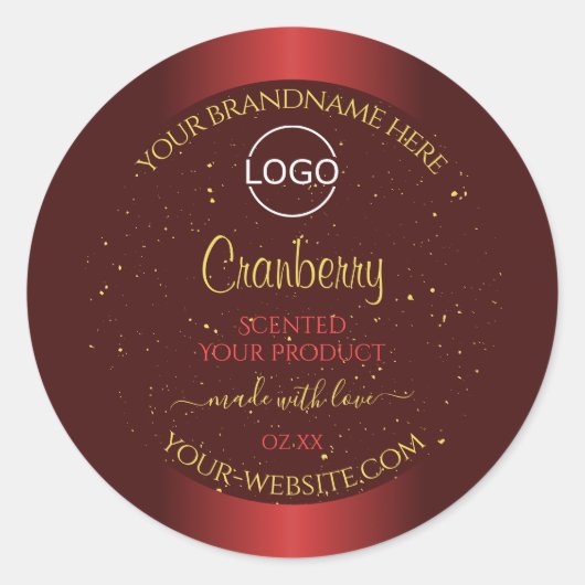 Herausragende Red Product Labels Gold Glitzer Logo Runder Aufkleber (Vorderseite)