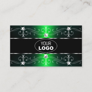 Herausragende Schwarz-Grün-Verziert-Border-Logos u Visitenkarte