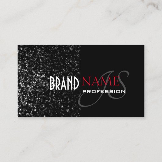 Herausragende schwarze, kleine Glitter-Stars und M Visitenkarte (Vorderseite)
