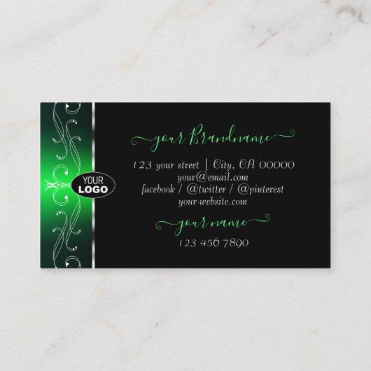Herausragende Verzierte Schwarz-Grün-Grenzen mit L Visitenkarte (Rückseite)