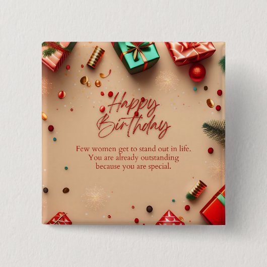 Herausragender Frauen-Geburtstag Button (Vorderseite)