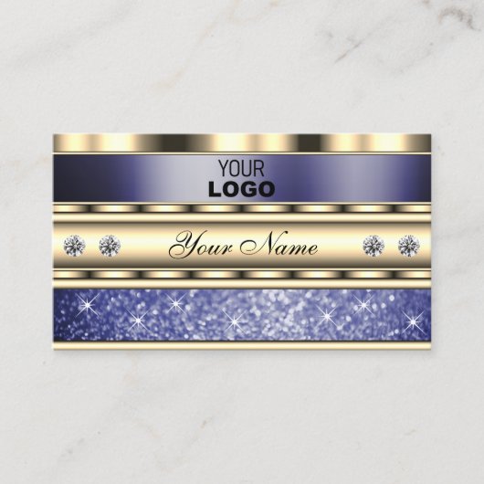 Herausragender Gold Blue-Sparkling-Glitzer mit Log Visitenkarte (Vorderseite)