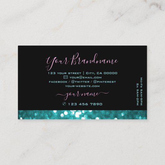 Herausragender schwarzer Aquamariner funkelnder Gl Visitenkarte (Rückseite)