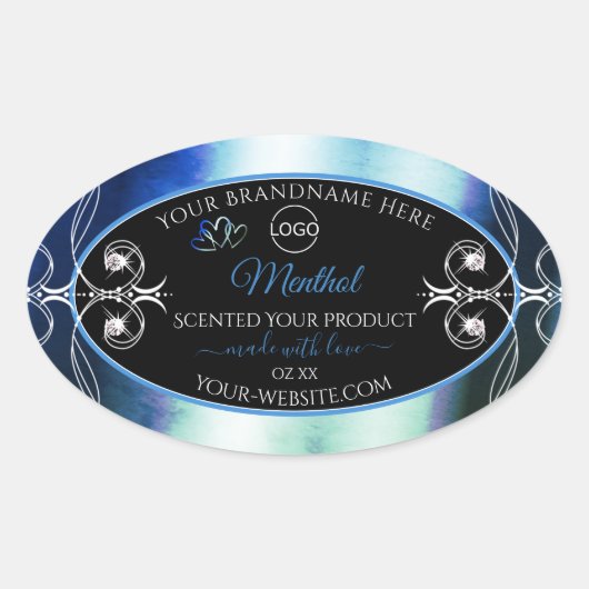 Herausragendes Logo für die Blue Aquamarin Black P Ovaler Aufkleber (Vorderseite)