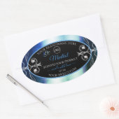 Herausragendes Logo für die Blue Aquamarin Black P Ovaler Aufkleber (Umschlag)