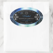 Herausragendes Logo für die Blue Aquamarin Black P Ovaler Aufkleber (Tasche)