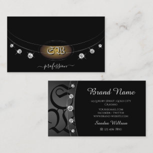 Herausragendes schwarzes Silber mit Monogram Diamo Visitenkarte