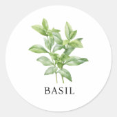 Herb Basil Watercolor Runder Aufkleber (Vorderseite)