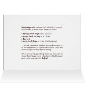 Herb Bouquet Rezept Grußkarte (Innenansicht Horizontal (Oben))