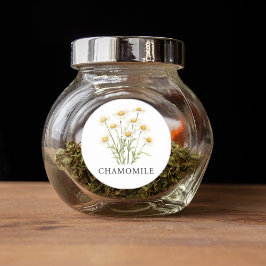 Herb Chamomile Watercolor Runder Aufkleber