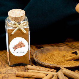 Herb Cinnamon Watercolor Runder Aufkleber