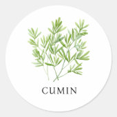 Herb Cumin Watercolor Runder Aufkleber (Vorderseite)