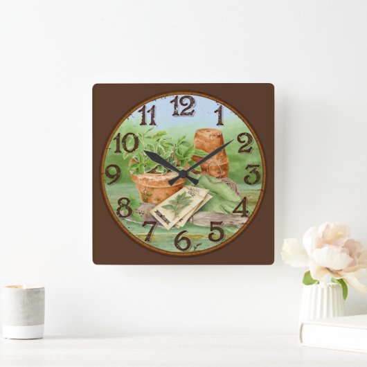 Herb Garden Quadratische Wanduhr (Zuhause)