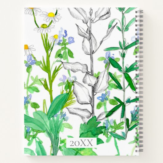 Herb Garden Record Botanisches Sketchbook Notizblock (Rückseite)