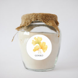 Herb Ginko Watercolor Runder Aufkleber