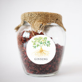 Herb Ginseng Watercolor Runder Aufkleber